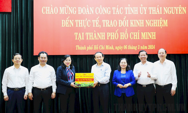 TPHCM và tỉnh Thái Nguyên trao đổi kinh nghiệm về công tác xây dựng Đảng, phát triển kinh tế, thu hút đầu tư, chuyển đổi số