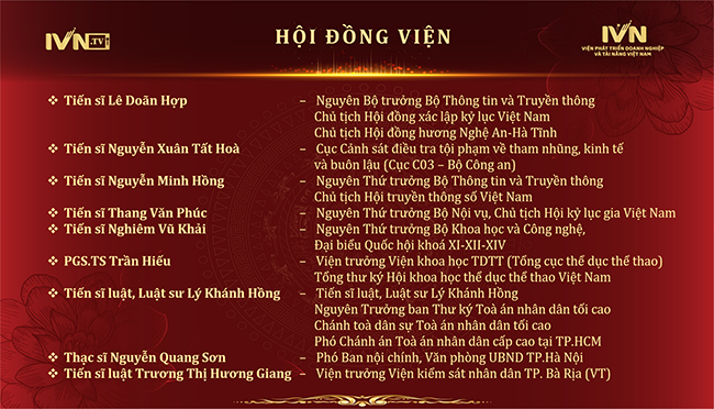[ IVN ] Hội đồng Viện phát triển doanh nghiệp và tài năng Việt Nam