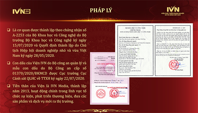 [ IVN ] Pháp lý Viện phát triển doanh nghiệp và tài năng Việt Nam